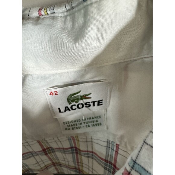 Lacoste Shirt Adult Large 42 White Button Up Long Sleeve Crocodile Mens - Picture 3 of 7